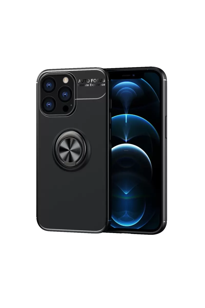 Newface Apple iPhone 13 Pro Kılıf Range Yüzüklü Silikon - Siyah