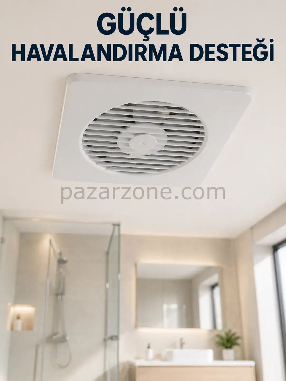 Dekoratif Banyo ve Mutfak Aspiratörü 150 mm 20,8 x 20,8 cm 20 W Havalandırma Fanı