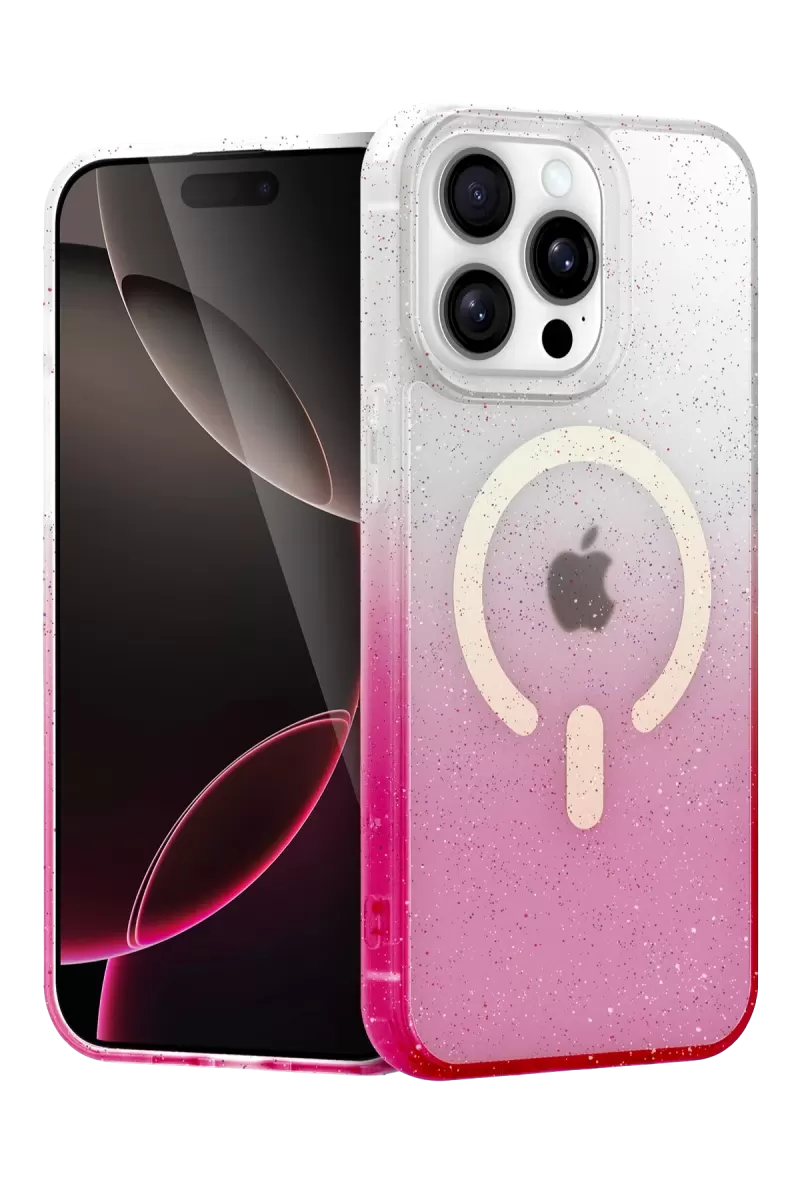 Newface Apple iPhone 15 Pro Max Pummel Shiny Magsafe Kapak - Pembe