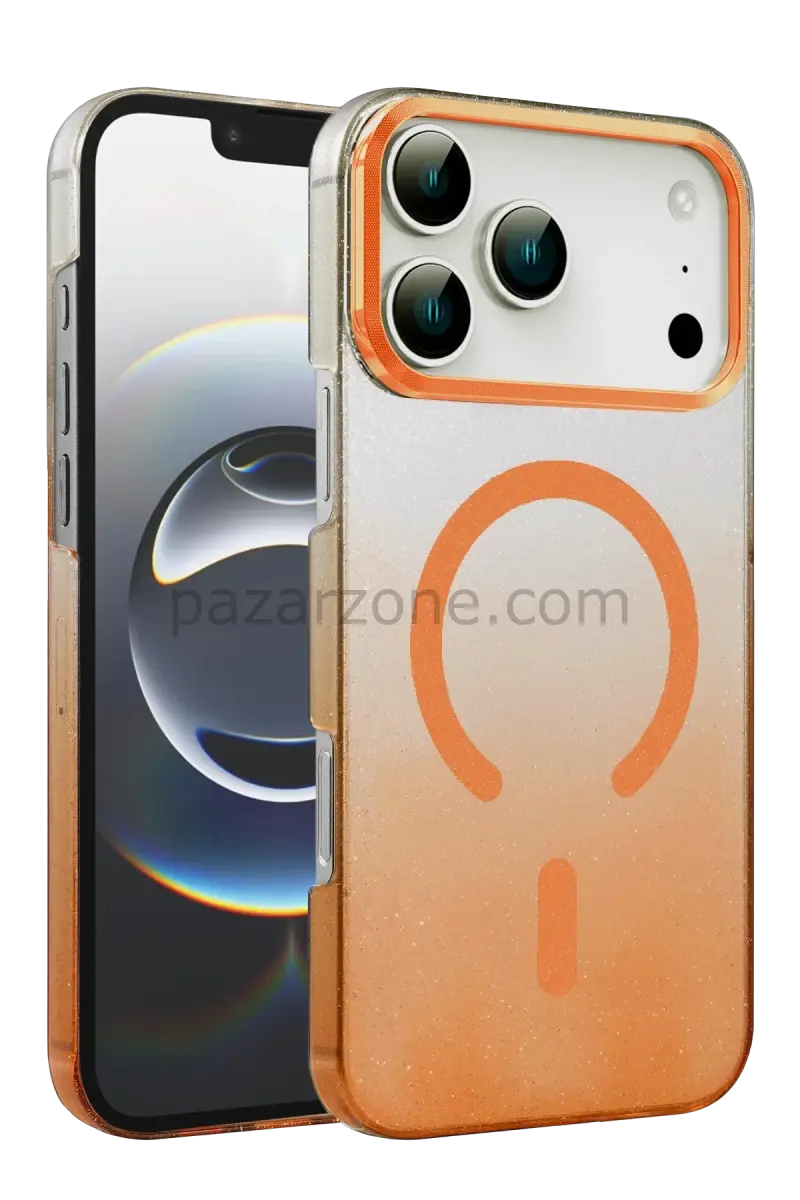 Newface Apple iPhone 17 Pro Glossy Magsafe Kapak - Turuncu