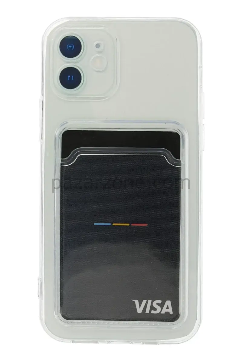 Newface Apple iPhone 12 Kılıf Kart Şeffaf Silikon - Şeffaf