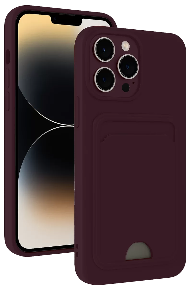 Newface Apple iPhone 13 Pro Kılıf Kelvin Kartvizitli Silikon - Derin Mor