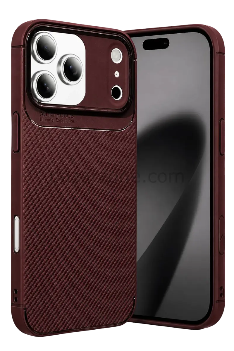 Newface Apple iPhone 17 Pro Max Auto Focus Karbon Kapak - Bordo