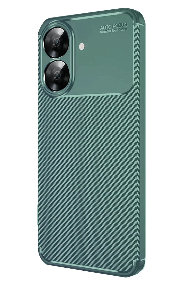 Newface Realme Note 60 Kılıf Auto Focus Karbon Kapak - Koyu Yeşil