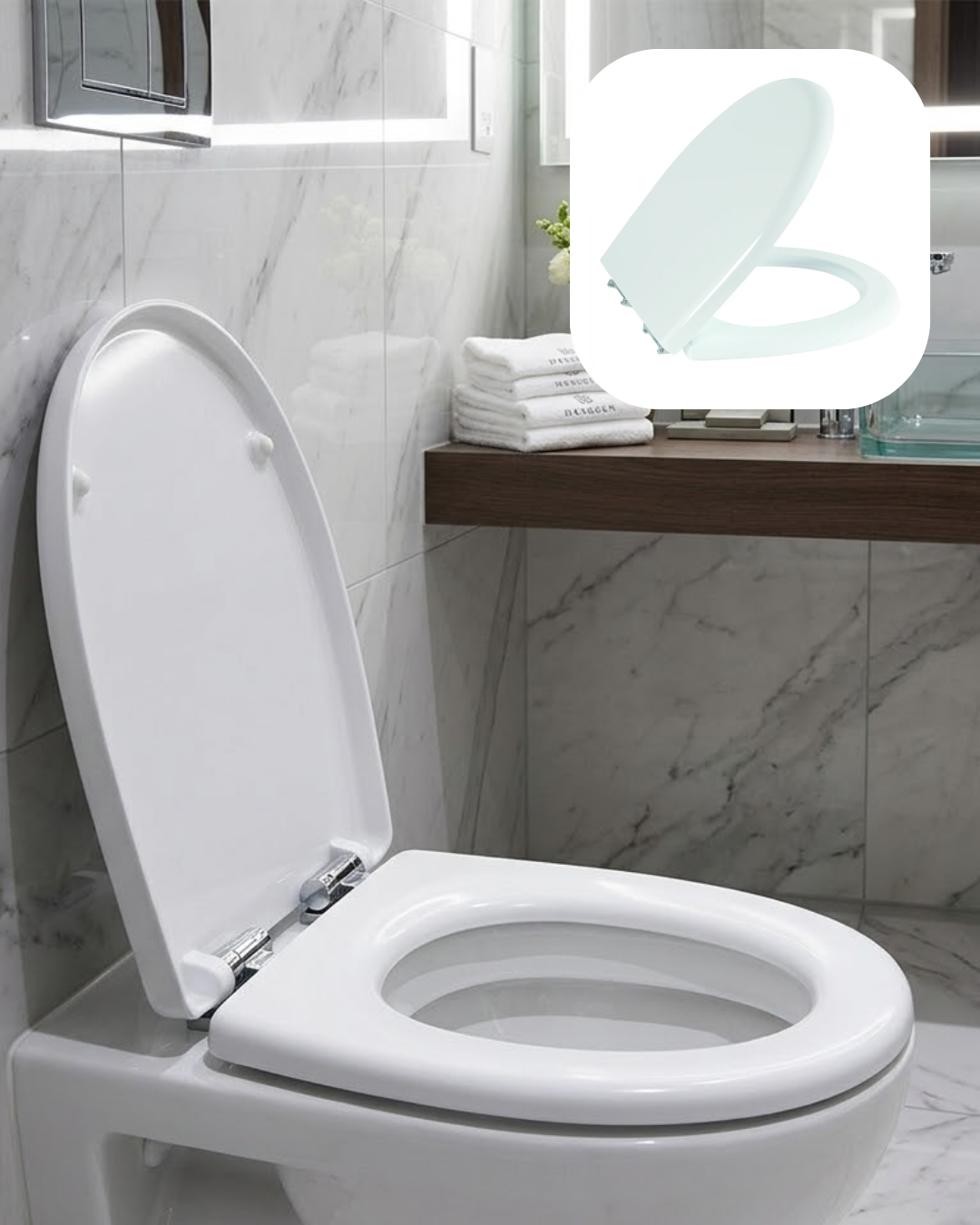 Universal Klozet Kapak Seti Kaydırmaz Alt Yüzey Kolay Temizlik Banyo Aksesuarı