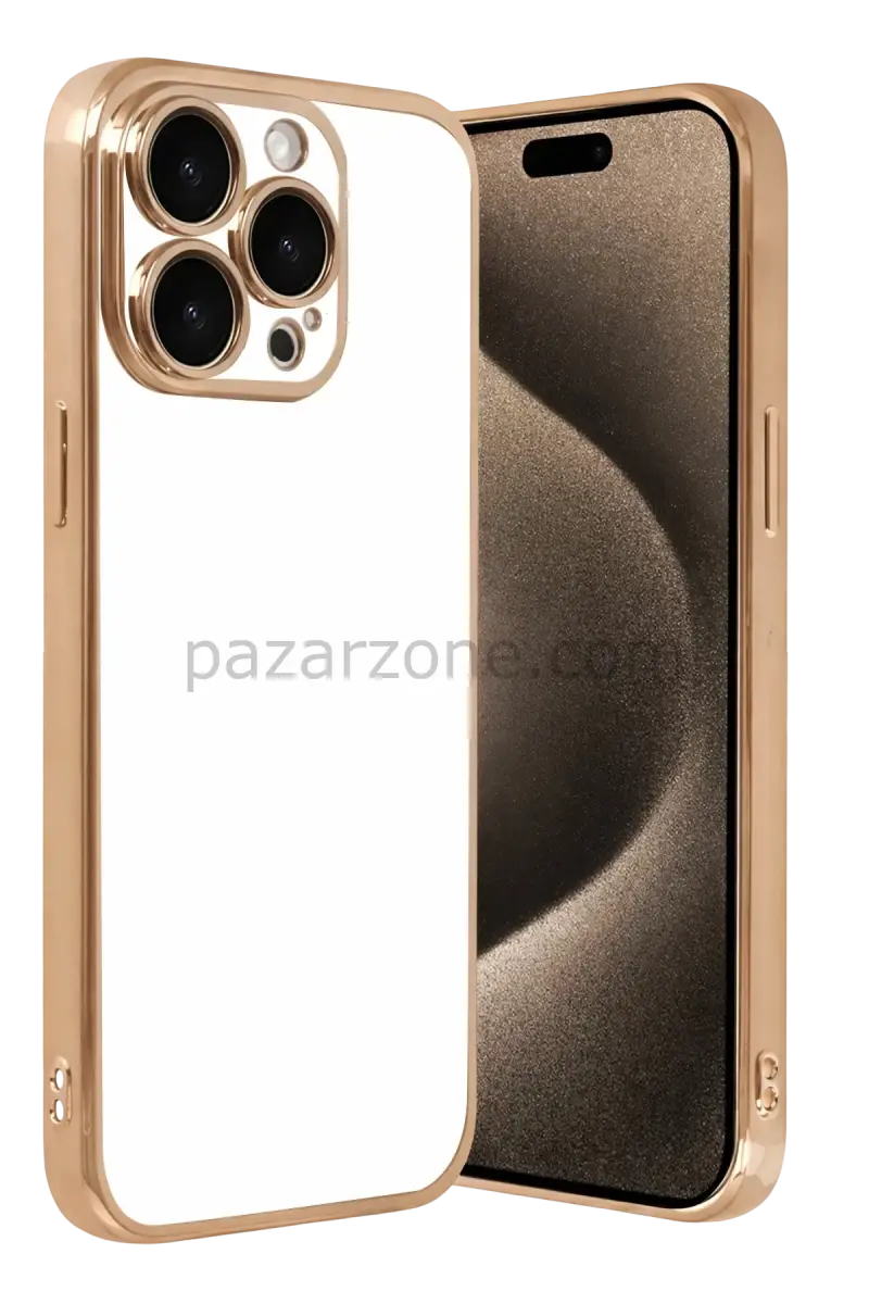 Newface Apple iPhone 15 Pro Max Razer Lensli Silikon - Gold