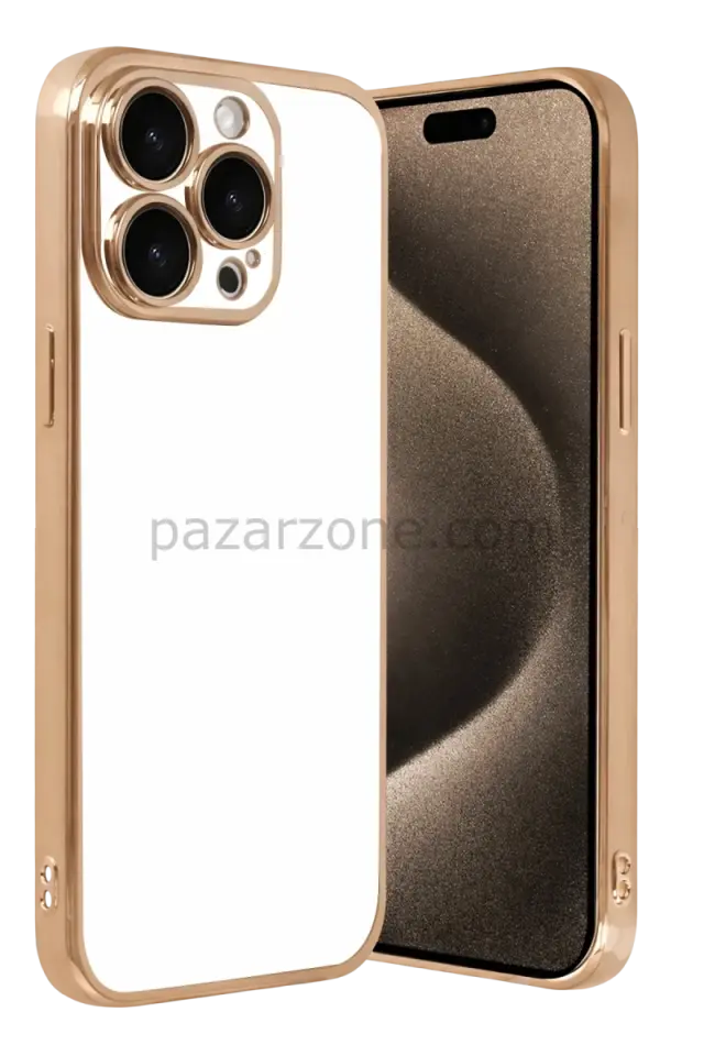 Newface Apple iPhone 15 Pro Max Razer Lensli Silikon - Gold