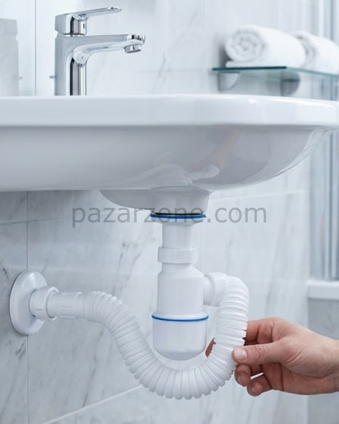 Lavabo Gider Borusu Esnek Hortumlu Sifon Seti Koku Önleyici Dayanıklı Tasarım