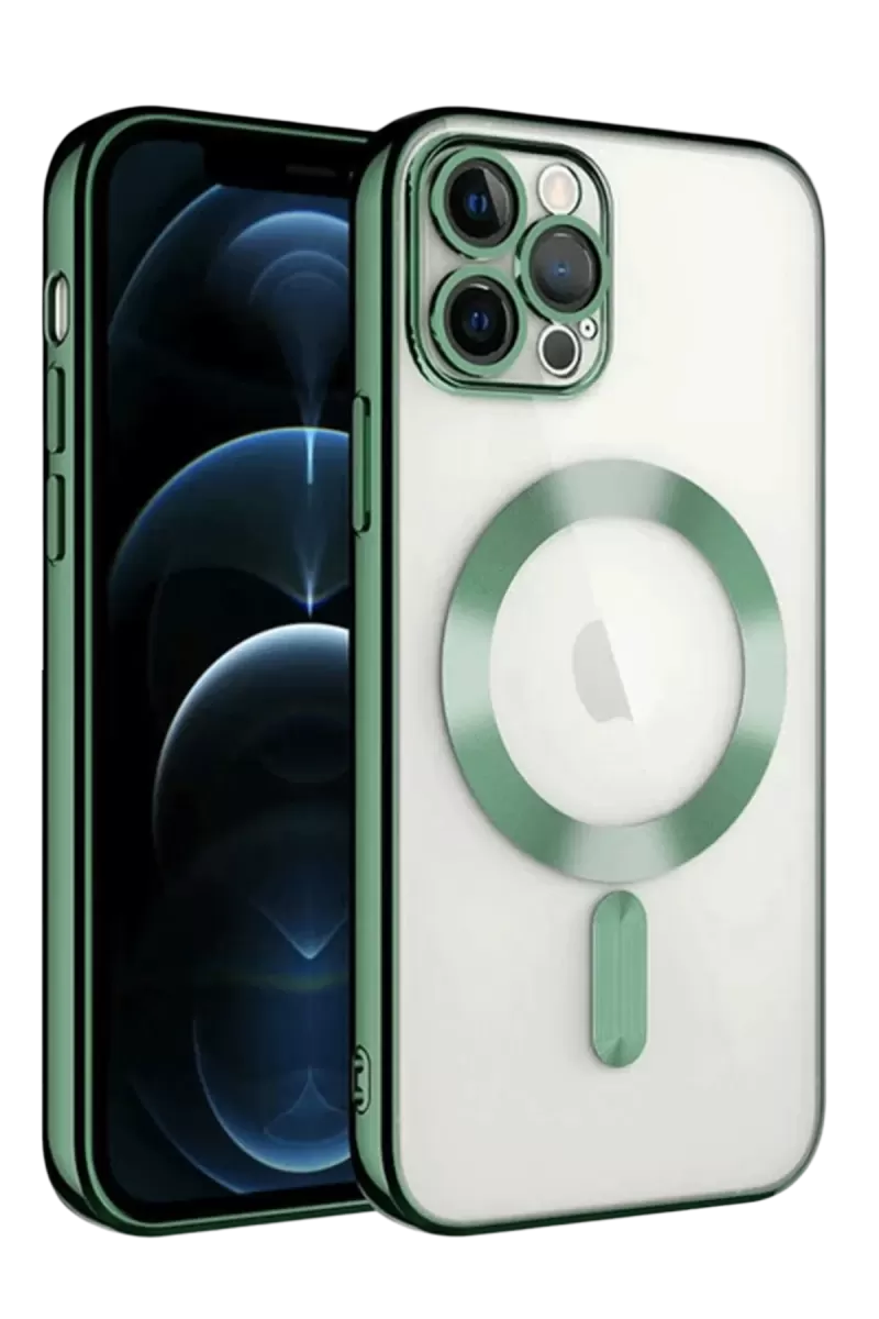 Newface Apple iPhone 13 Pro Kılıf Kross Magneticsafe Kapak - Koyu Yeşil