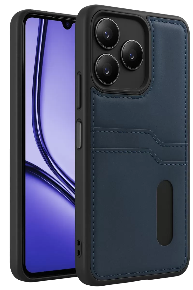 Newface Realme Note 50 4G Kılıf Sara Kartvizitli Deri Kılıf - Lacivert