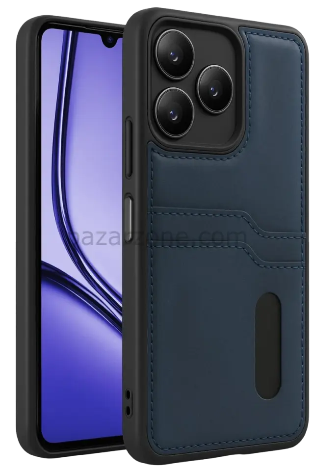 Newface Realme Note 50 4G Kılıf Sara Kartvizitli Deri Kılıf - Lacivert