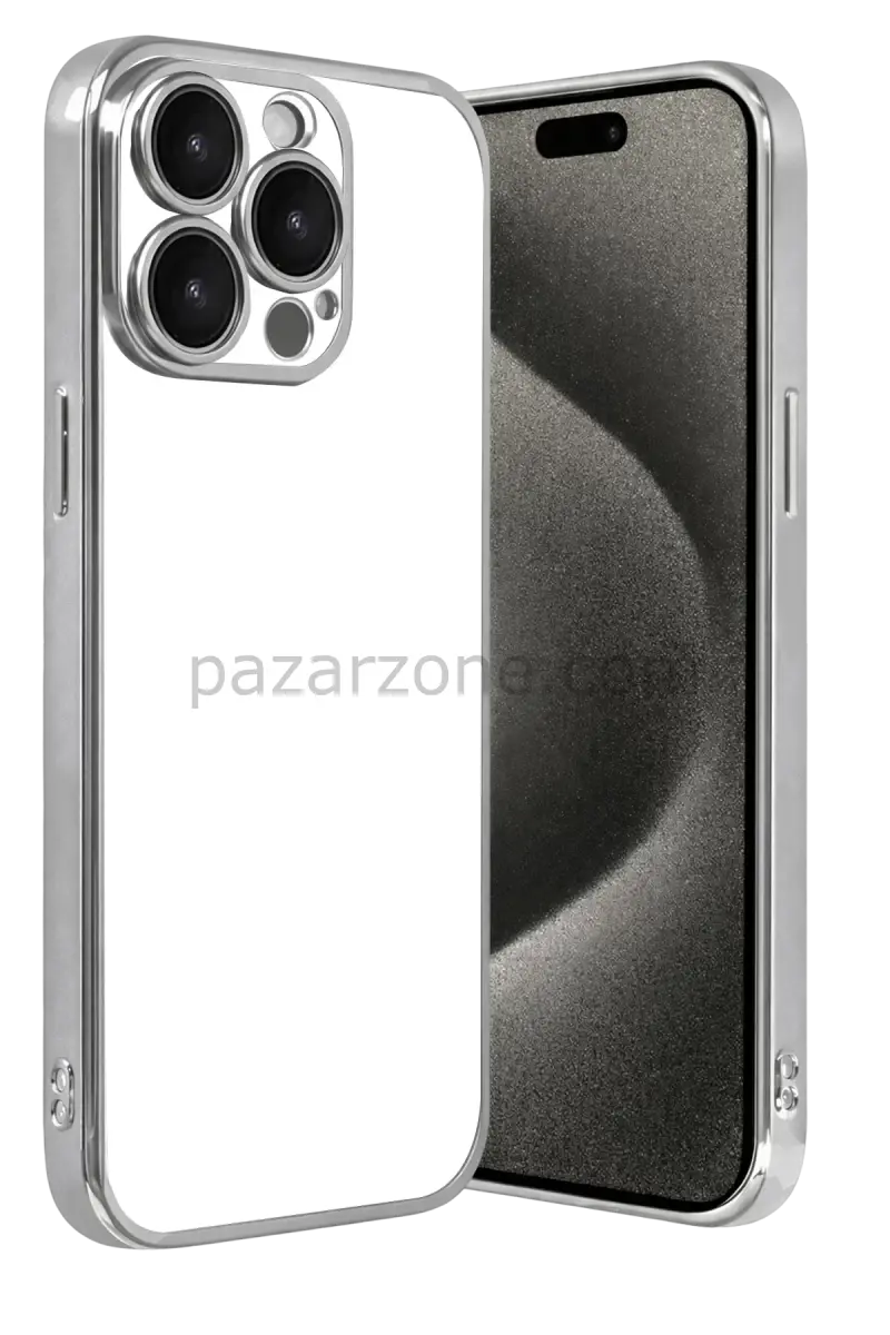 Newface Apple iPhone 15 Pro Max Razer Lensli Silikon - Gümüş