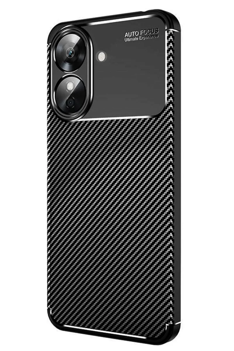 Newface Realme Note 60 Kılıf Auto Focus Karbon Kapak - Siyah