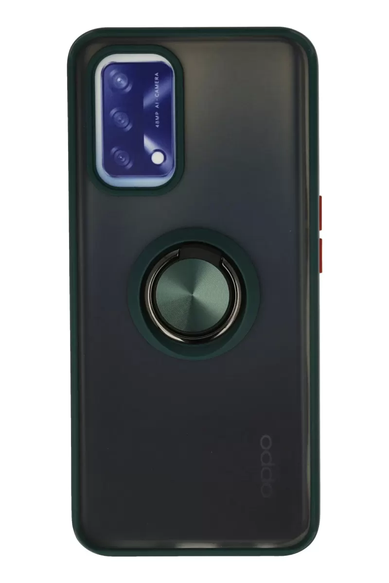 Newface Oppo A74 4G Kılıf Montreal Yüzüklü Silikon Kapak - Yeşil