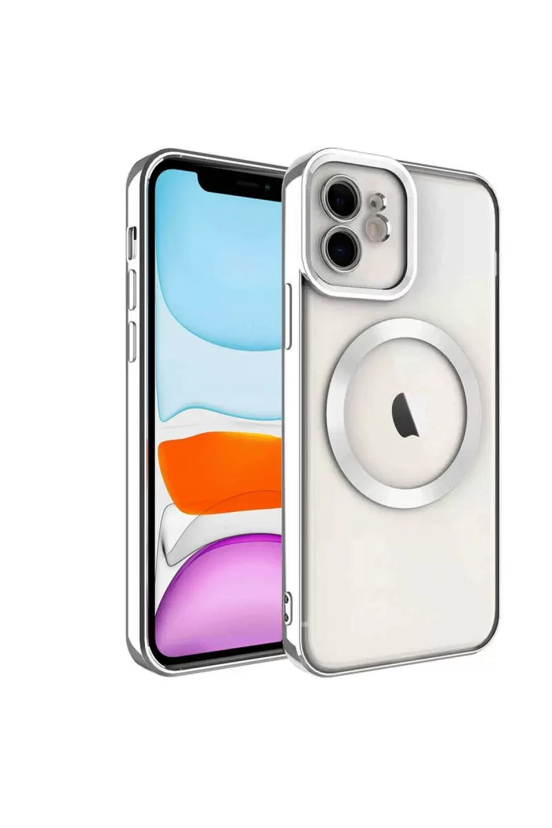 Newface Apple iPhone 12 Kılıf Kross Magneticsafe Kapak - Gümüş