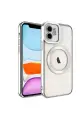 Newface Apple iPhone 12 Kılıf Kross Magneticsafe Kapak - Gümüş