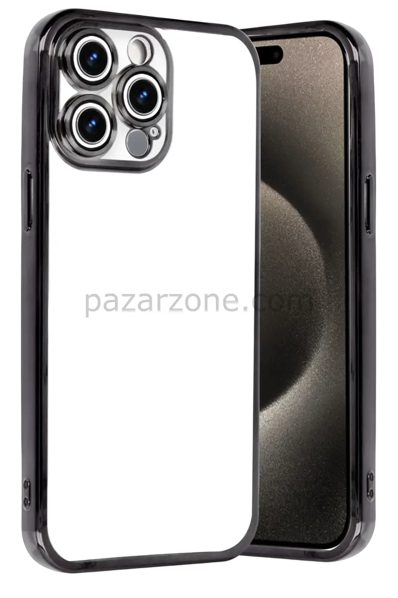 Newface Apple iPhone 15 Pro Max Razer Lensli Silikon - Siyah