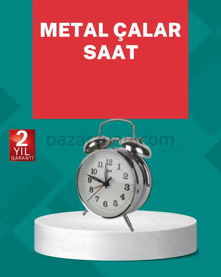 Dekoratif Gümüş Işıklı Alarmlı Masa Saati Sessiz Mekanizma