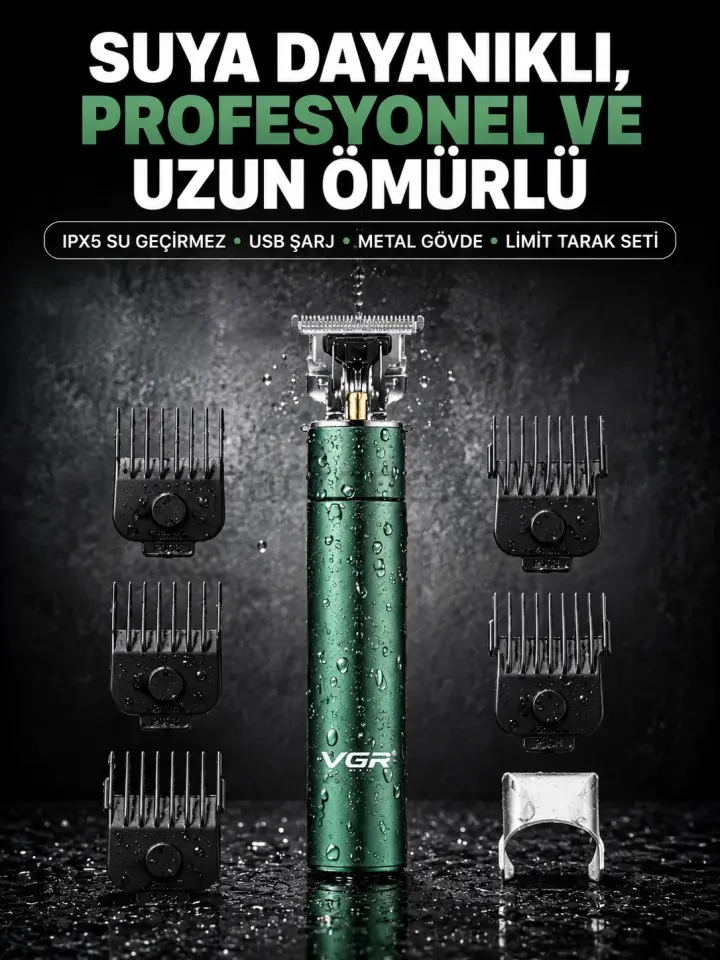 4 Limit Taraklı IPX5 Su Geçirmez Saç Kesme Makinesi
