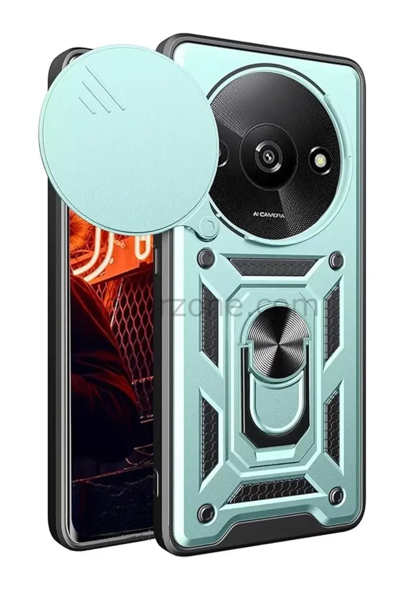 Newface Xiaomi Redmi A3 4G Kılıf Pars Lens Yüzüklü Silikon - Yeşil