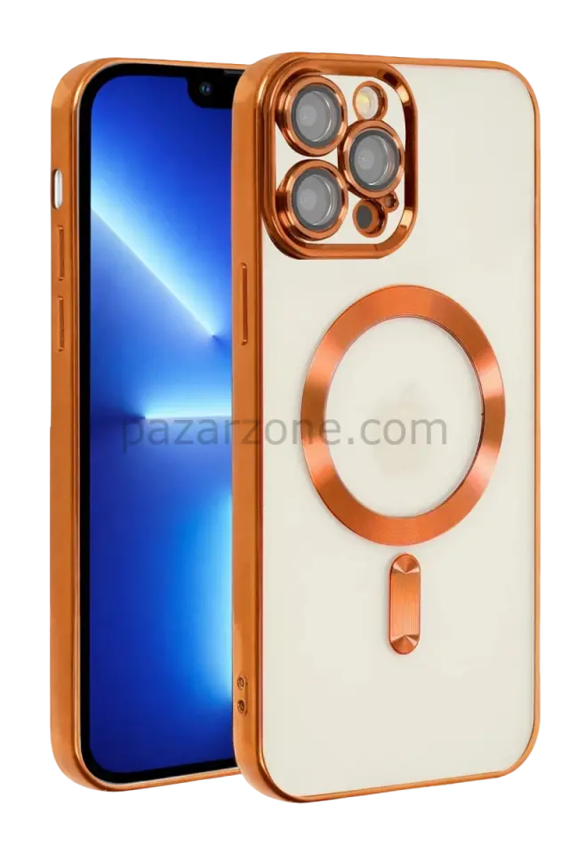 Newface Apple iPhone 13 Pro Kılıf Kross Magneticsafe Kapak - Turuncu