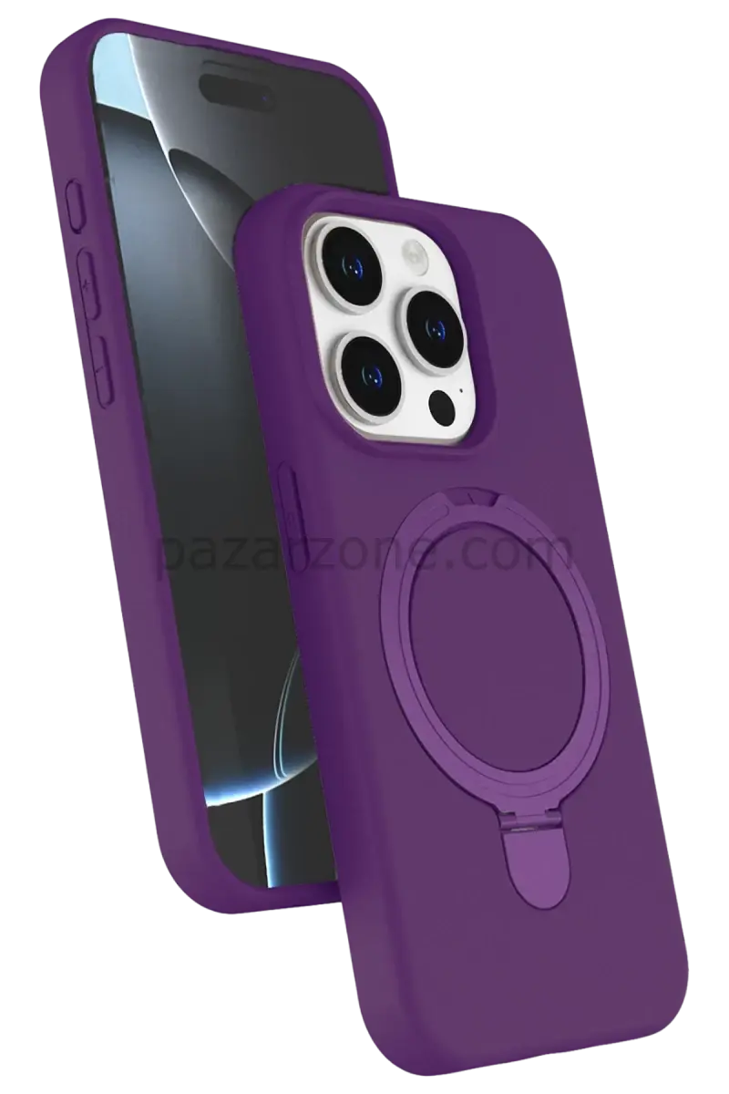 Newface Apple iPhone 15 Pro Max Regal Magsafe Standlı Kapak - Derin Mor