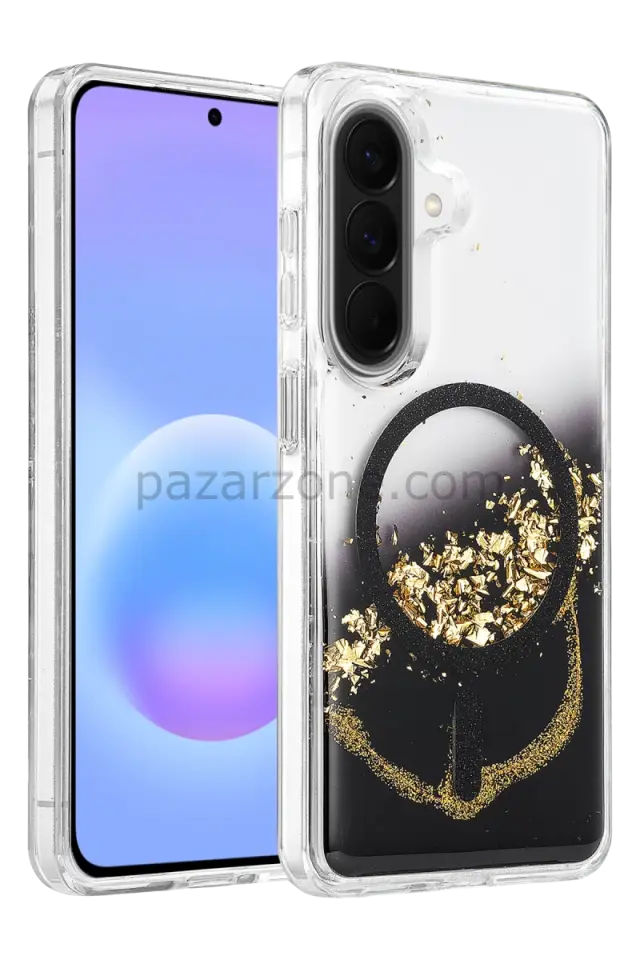 Onegif Samsung Galaxy A56 Lotus Simli Magsafe Kapak - Siyah