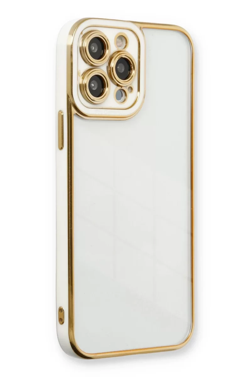 Newface Apple iPhone 13 Pro Kılıf Liva Lens Silikon - Beyaz