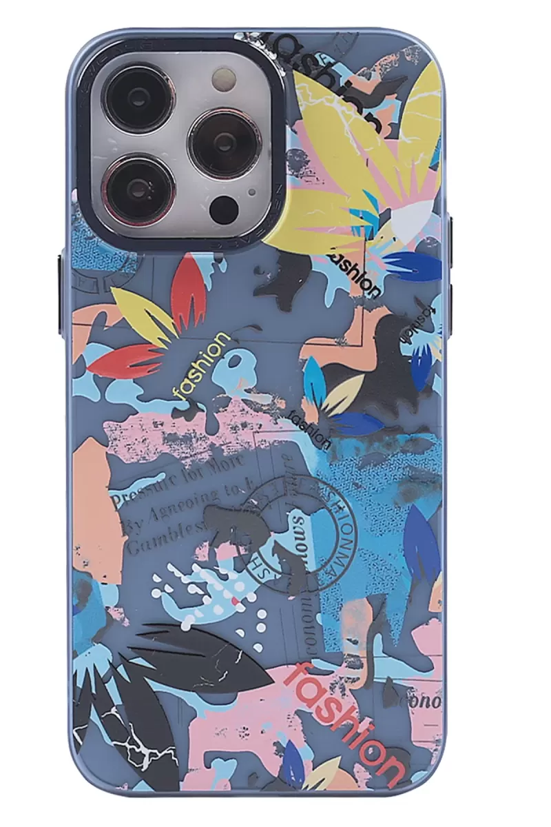 Newface Apple iPhone 14 Pro Kılıf Prada Desenli Kapak - Prada Pembe - 1