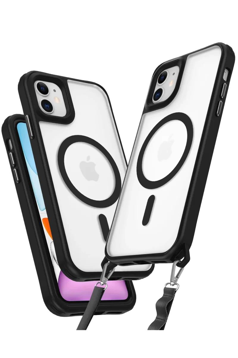 Newface Apple iPhone 12 Kılıf Enka Magsafe Silikon Kılıf - Siyah