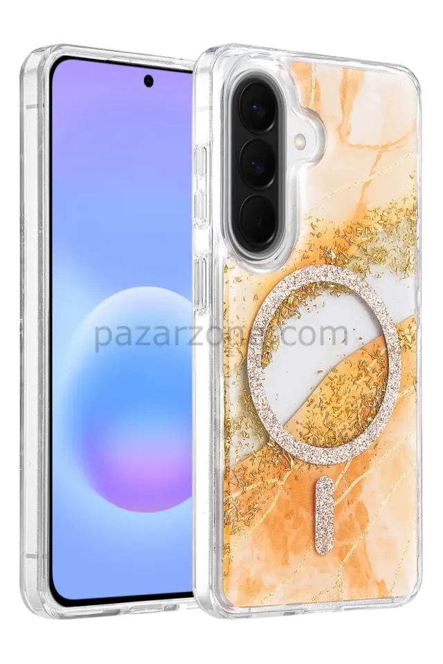 Onegif Samsung Galaxy A56 Lotus Simli Magsafe Kapak - Turuncu