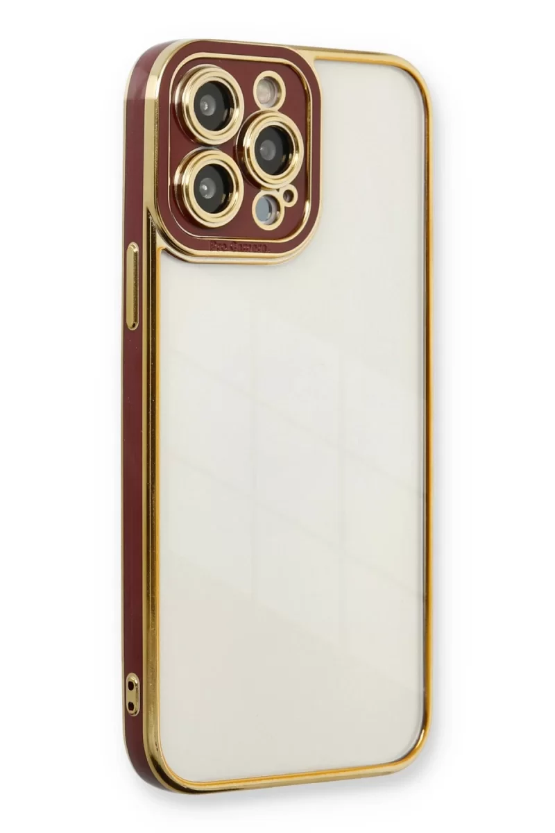 Newface Apple iPhone 13 Pro Kılıf Liva Lens Silikon - Bordo