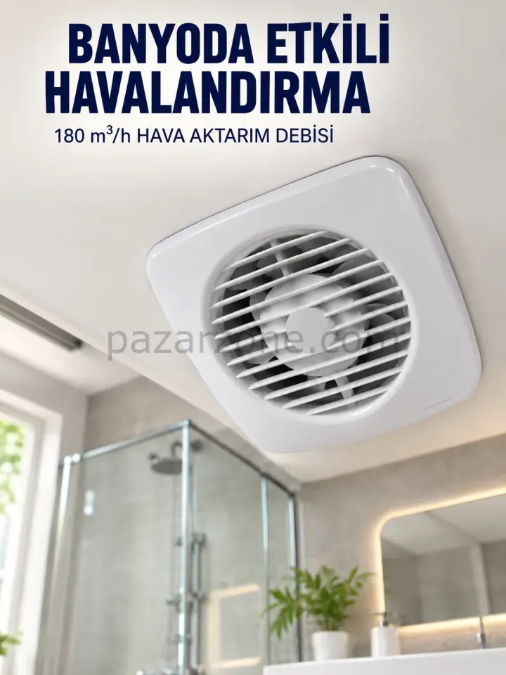 Dekoratif Havalandırma Aspiratörü 120 mm 180 m³/h Duvar ve Tavan Montajlı