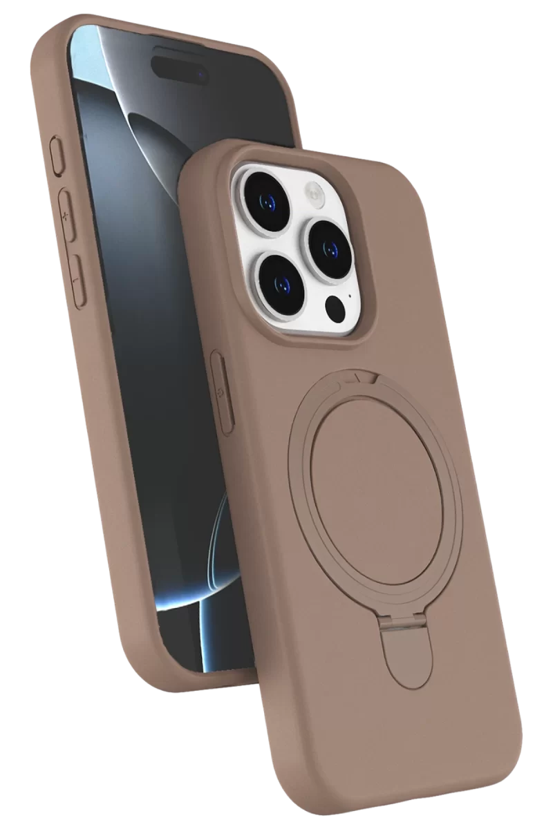 Newface Apple iPhone 15 Pro Max Regal Magsafe Standlı Kapak - Çöl Titanyum