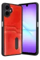 Newface Samsung Galaxy A07 4G Sara Kartvizitli Deri Kılıf - Kırmızı