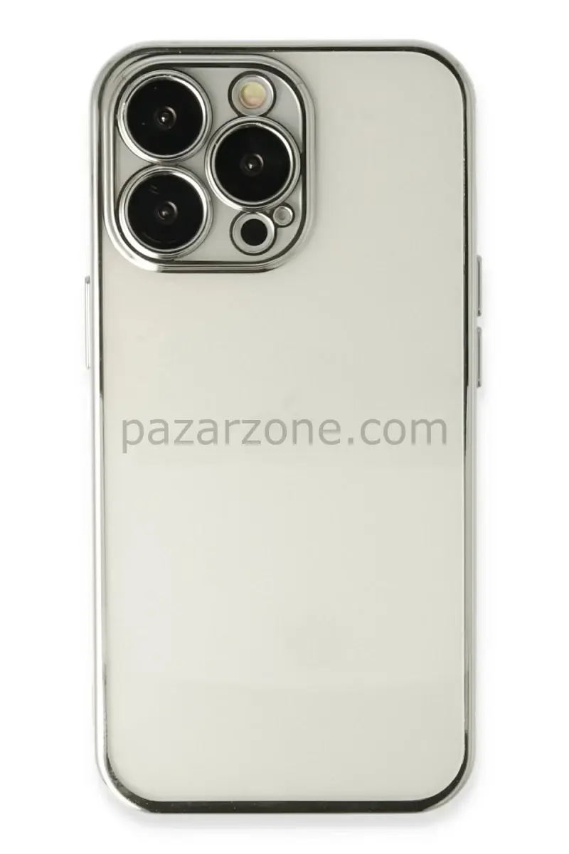 Newface Apple iPhone 14 Pro Kılıf Razer Lensli Silikon - Gümüş