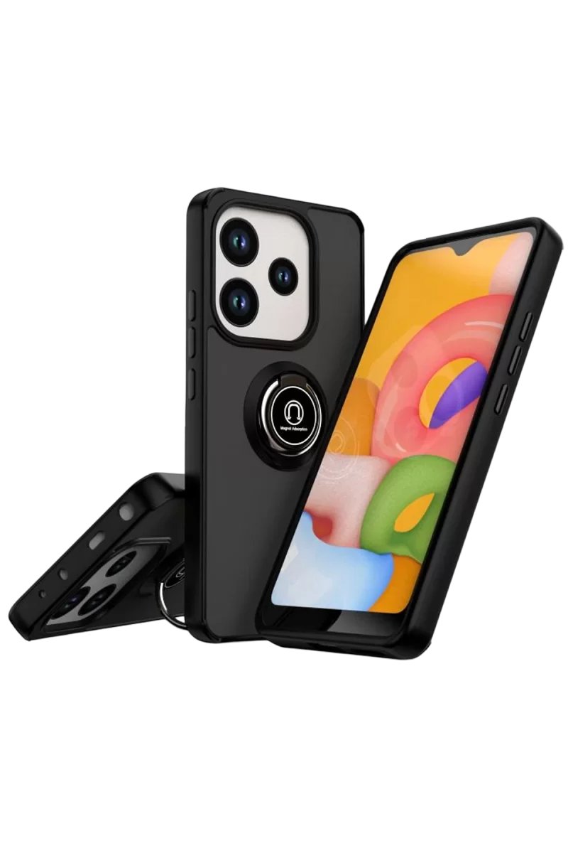 Newface Xiaomi Redmi Note 14 4G Montreal Yüzüklü Silikon Kapak - Siyah