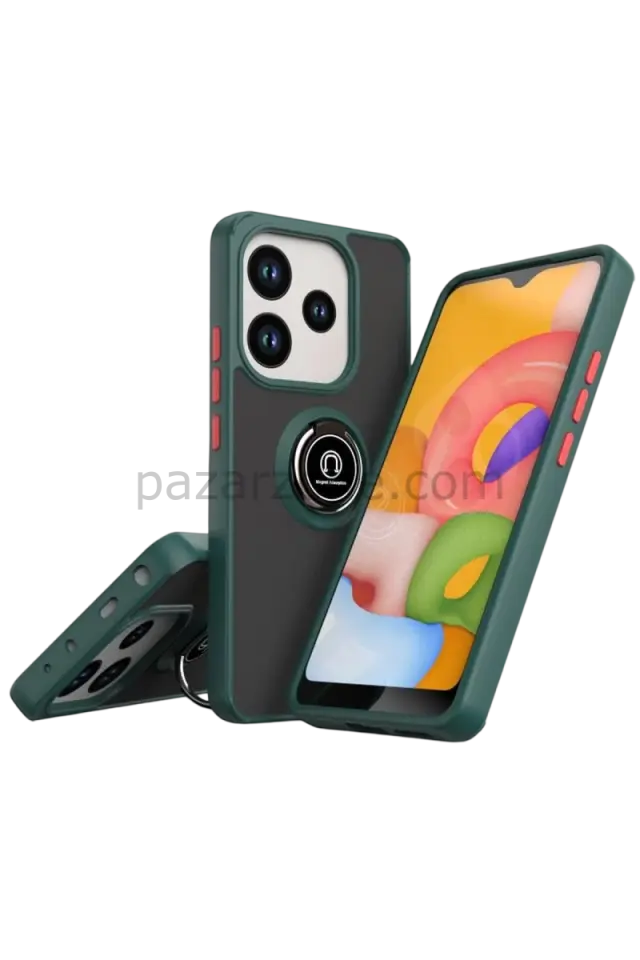 Newface Xiaomi Redmi Note 14 4G Montreal Yüzüklü Silikon Kapak - Yeşil