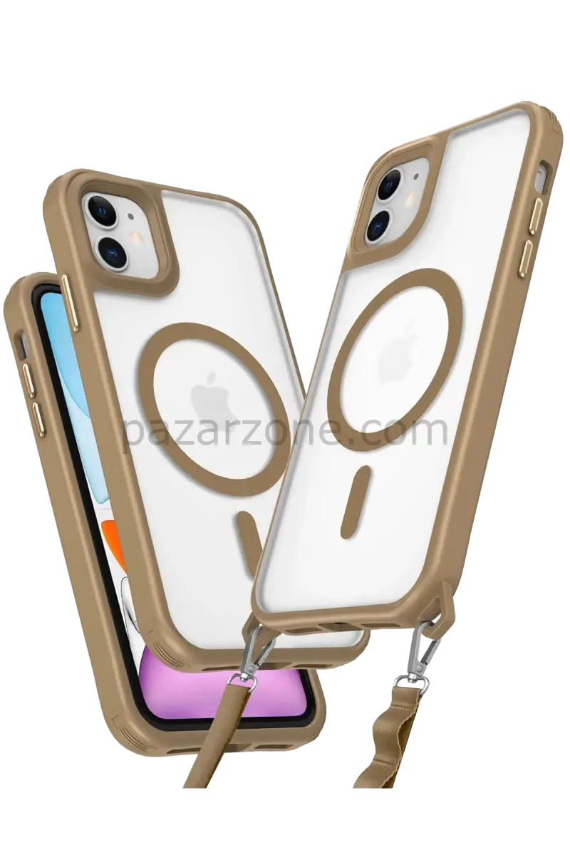Newface Apple iPhone 12 Kılıf Enka Magsafe Silikon Kılıf - Desert
