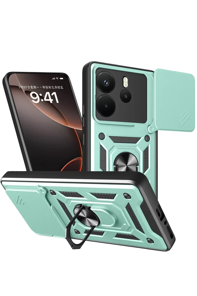 Newface Xiaomi Redmi Note 14 4G Pars Lens Yüzüklü Silikon - Yeşil