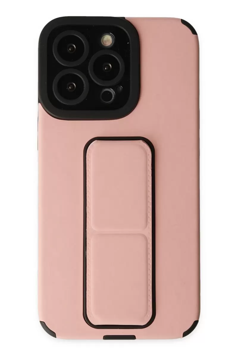 Newface Apple iPhone 13 Pro Kılıf Mega Standlı Silikon - Pudra