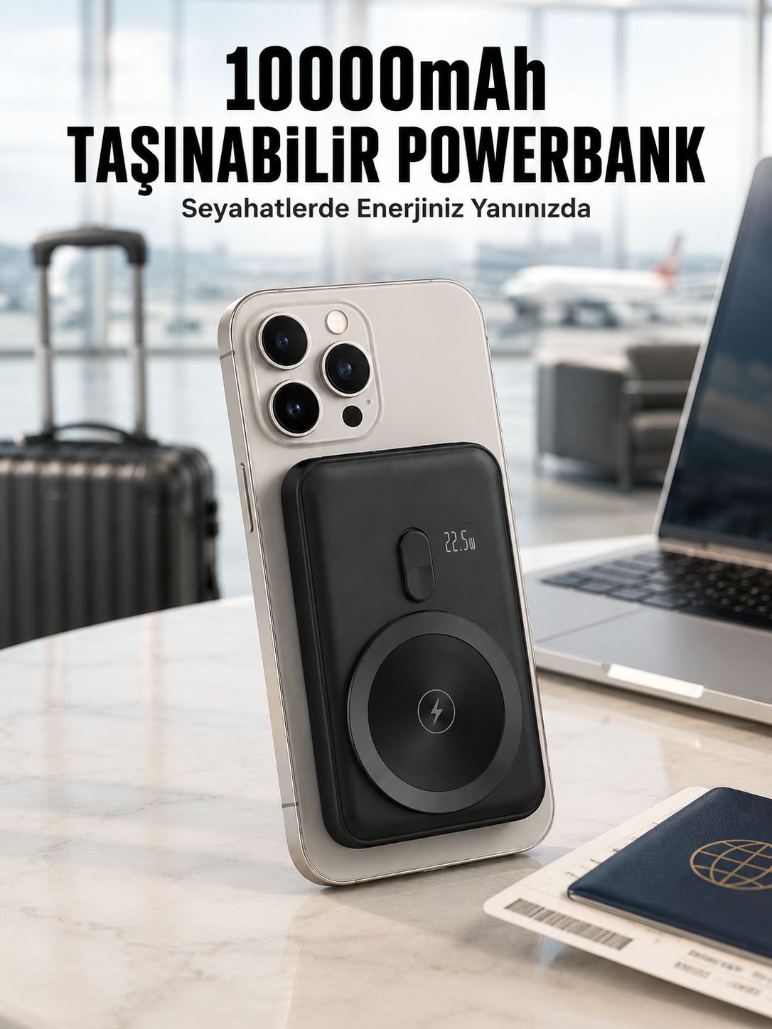 22.5W Hızlı Şarj Destekli Manyetik Powerbank Kompakt Tasarım Yeni Nesil
