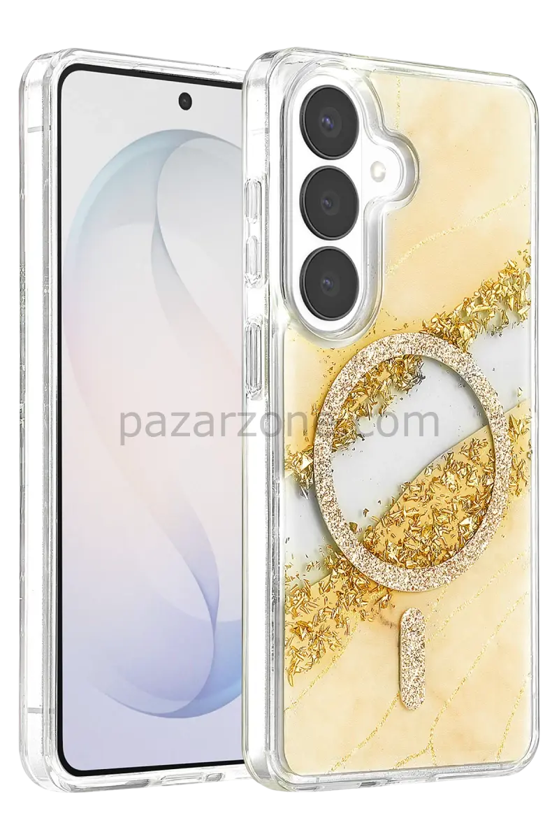 Onegif Samsung Galaxy S26 Lotus Simli Magsafe Kapak - Gümüş