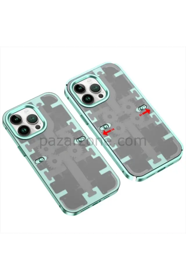 Newface Apple iPhone 13 Pro Kılıf Mekanik Bumper Kapak - Yeşil