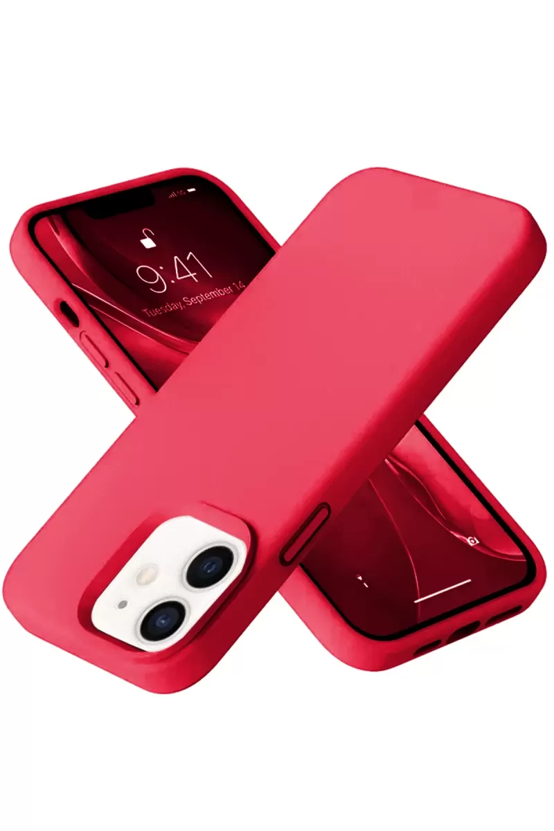Newface Apple iPhone 12 Kılıf Nano içi Kadife Silikon - Kırmızı