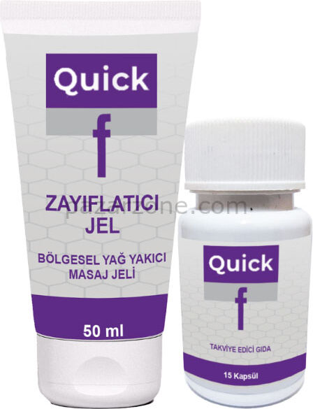 Quick F Seti: Quick F Gel 50 ml Jel Hafifliğin Anahtarı + Quick F 15 Kaps Bir Arada