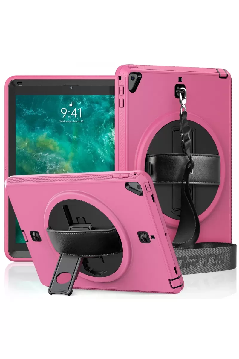 Newface Apple iPad 5 Air 9.7 Kılıf Strap-C Otterbox Tablet Kapak - Pembe