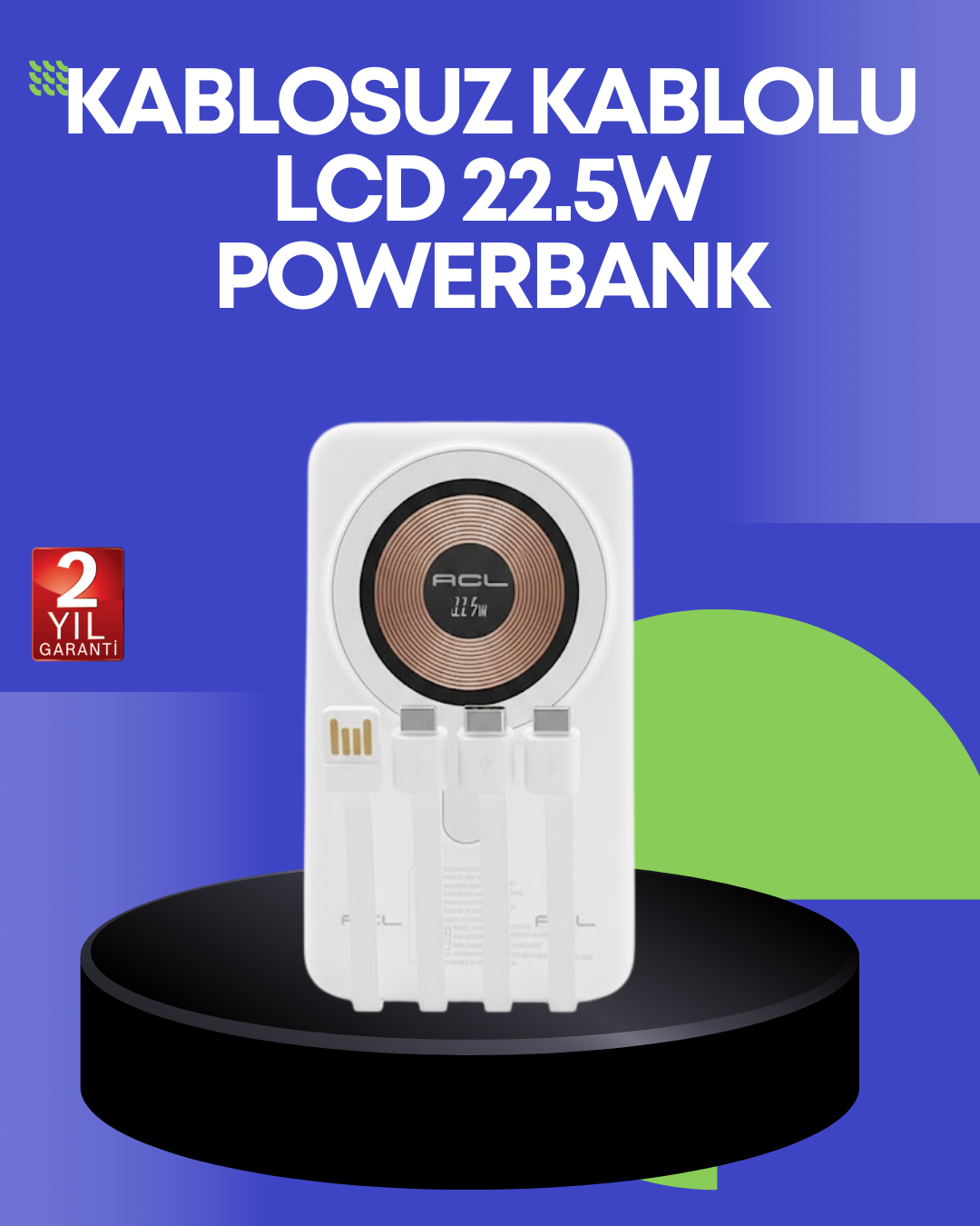 Çoklu Kablo Çıkışlı Taşınabilir Powerbank Kompakt Tasarım