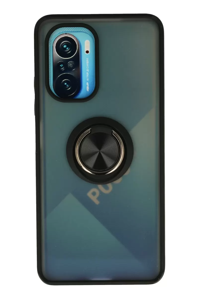 Newface Xiaomi Redmi K40 Kılıf Montreal Yüzüklü Silikon Kapak - Siyah