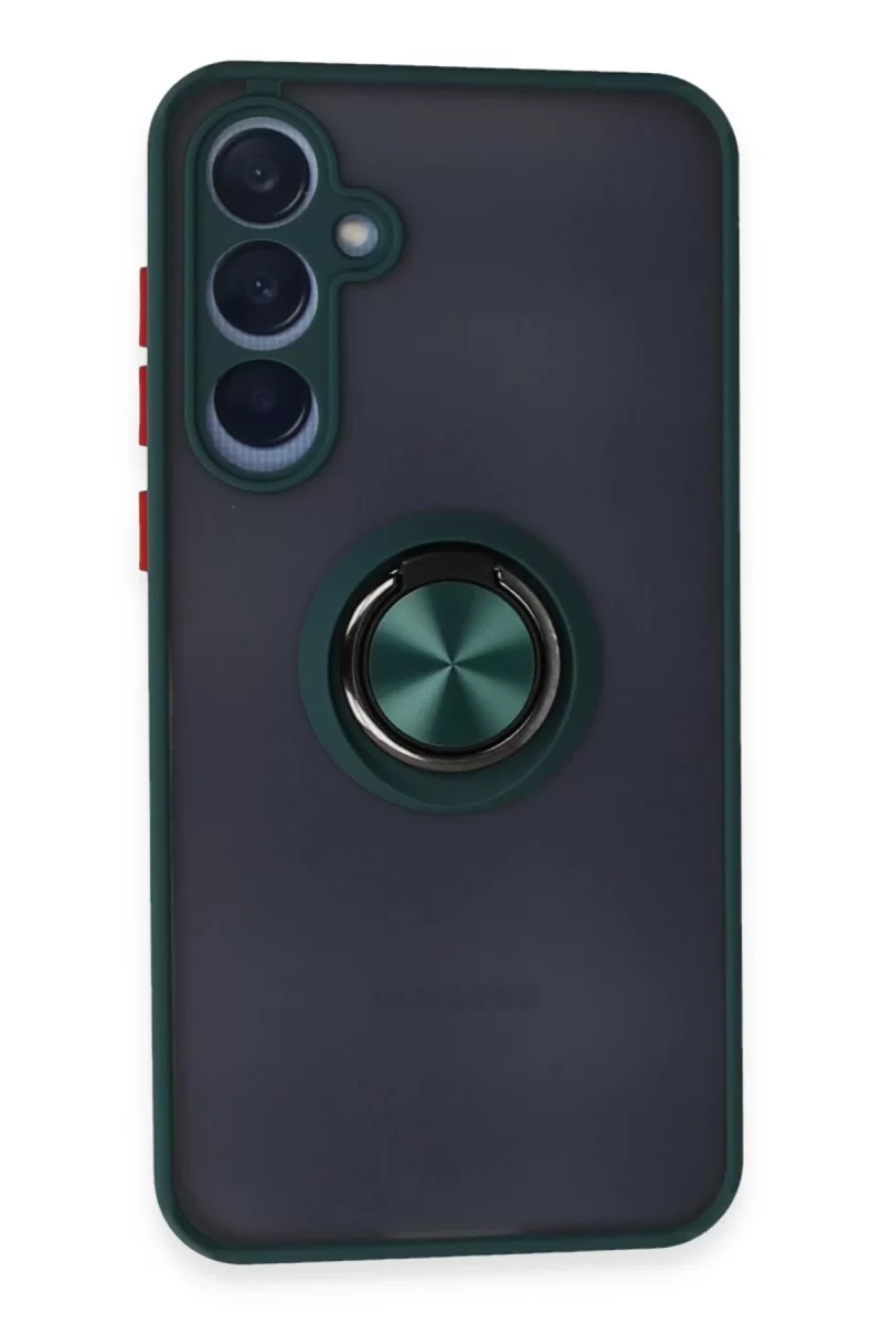 Newface Samsung Galaxy A25 5G Kılıf Montreal Yüzüklü Silikon Kapak - Yeşil